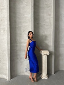 Rochie eleganta din lycra cu spatele gol si accesorizata cu strasuri - Img 8