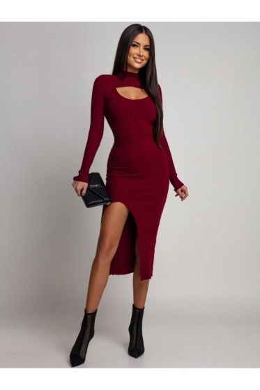 Rochie eleganta din tricot cu crapatura pe picior - Img 4