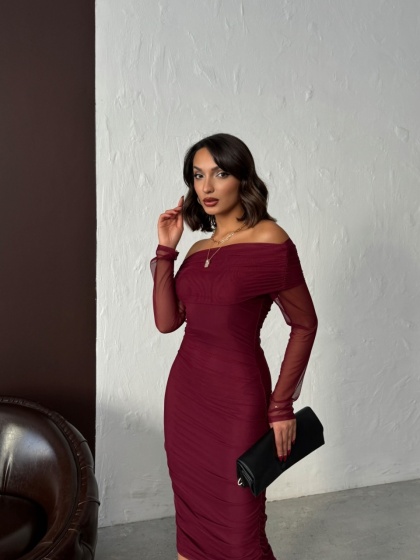 Rochie eleganta din tull cu umeri goi - Img 5