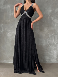 Rochie eleganta lunga accesorizata cu strasuri - Img 4