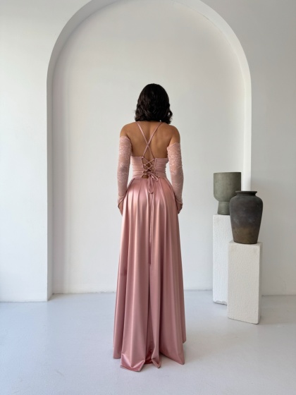 Rochie eleganta lunga cu accesoriu manusi - Img 7