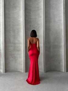 Rochie eleganta lunga cu aplicatie din plasa cu strasuri - Img 6