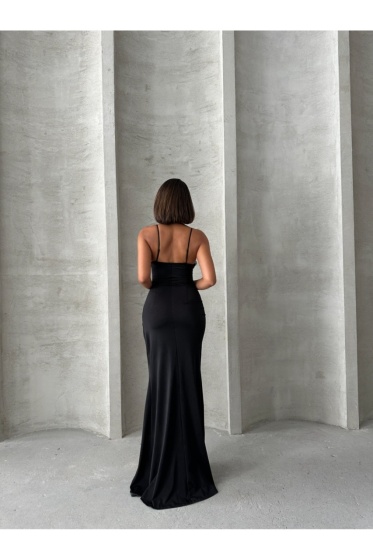 Rochie eleganta lunga cu aplicatie din plasa cu strasuri - Img 6
