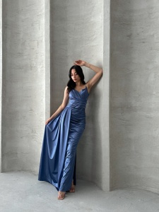 Rochie eleganta lunga cu bretele din strasuri - Img 4