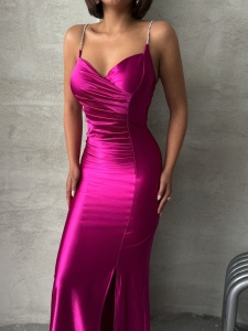 Rochie eleganta lunga cu bretele din strasuri - Img 5