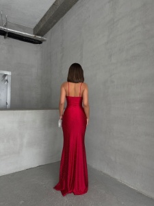 Rochie eleganta lunga cu bretele si strasuri - Img 2