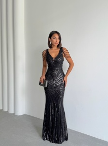 Rochie eleganta lunga cu paiete - Img 6