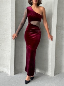 Rochie eleganta lunga din catifea - Img 3