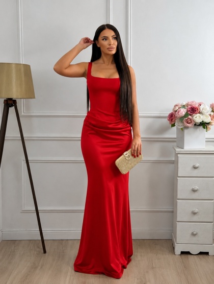 Rochie eleganta lunga din satin cu lycra