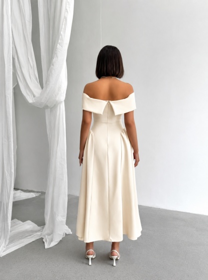 Rochie eleganta lunga pe umeri - Img 2