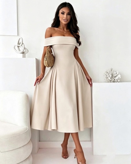 Rochie eleganta lunga pe umeri