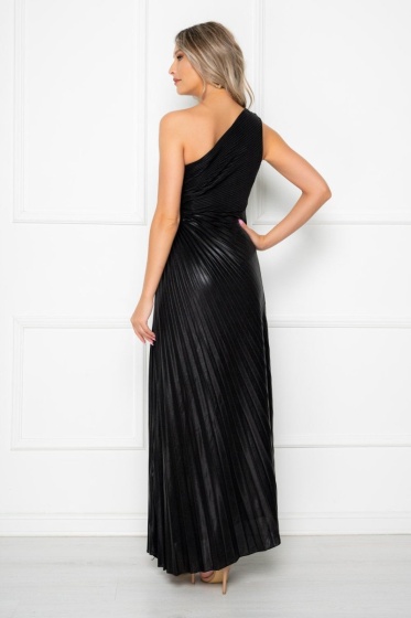 Rochie eleganta lunga plisata cu aspect lucios - Img 3