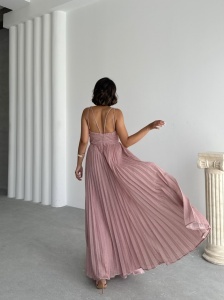 Rochie eleganta lunga plisata cu insertii sclipitoare - Img 2