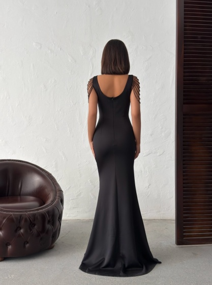Rochie eleganta lunga tip sirena accesorizata cu lantisoare - Img 5