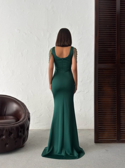 Rochie eleganta lunga tip sirena accesorizata cu lantisoare - Img 7