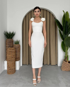 Rochie eleganta midi cu bretele - Img 3