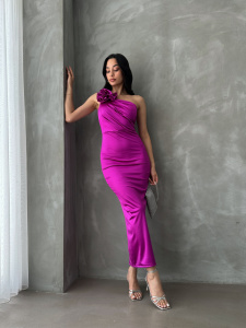 Rochie eleganta midi cu umarul gol - Img 2