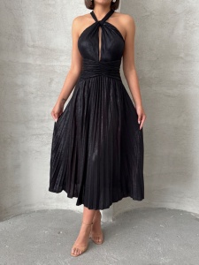 Rochie eleganta plisata cu aspect lucios - Img 3