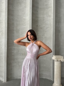 Rochie eleganta plisata cu aspect lucios - Img 7