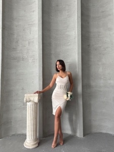 Rochie eleganta scurta cu aplicatii din strasuri - Img 5