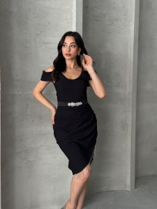 Rochie eleganta scurta cu lantisoare - Img 3