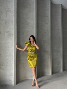 Rochie eleganta scurta din satin cu strasuri - Img 6
