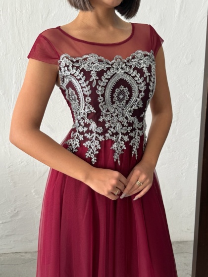 Rochie eleganta scurtă din tull cu insertii argintii - Img 6