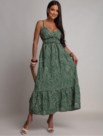 Rochie lunga cu imprimeu brodat - Img 2