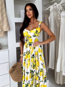 Rochie lunga cu imprimeu de lamaie - Img 3