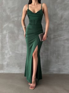Rochie lunga cu Rochie eleganta din lycra lunga cu bretele - Img 6