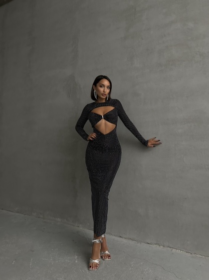 Rochie lunga cu strasuri aplicate - Img 3