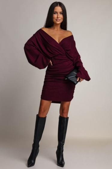 Rochie scurta din tricot cu decolteu in V - Img 3