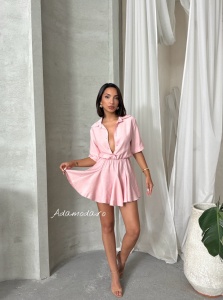 Rochie tip camasa cu elastic in talie - Img 4