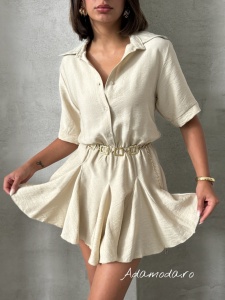 Rochie tip camasa cu elastic in talie - Img 5