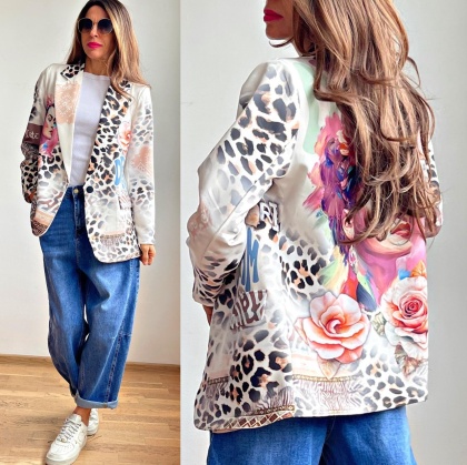 Sacou dama cu imprimeu colorat