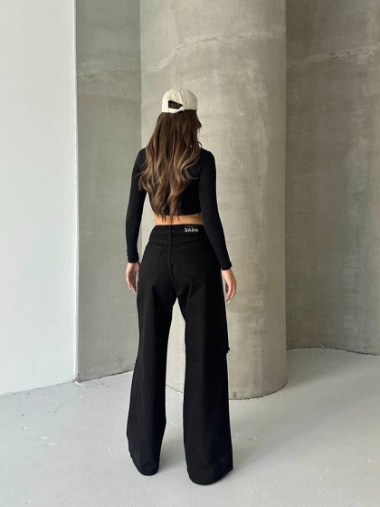 Blugi cu rupturi cu croi larg - Img 4