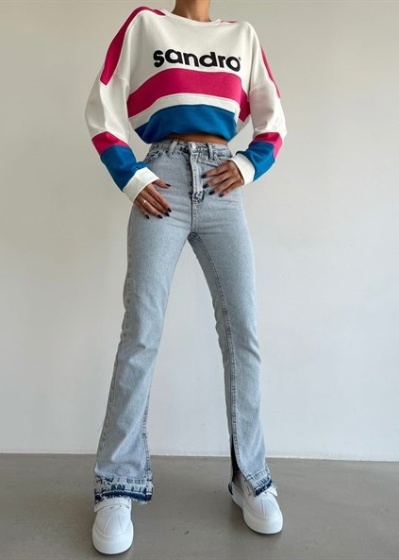 Blugi dama drepti cu crapatura pe lateral - Img 2