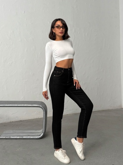 Blugi dama elastici cu cusaturi accentuate - Img 5