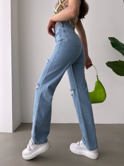 Blugi dama evazați cu rupturi - Img 2