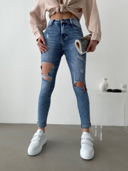 Blugi dama skinny cu rupturi - Img 5