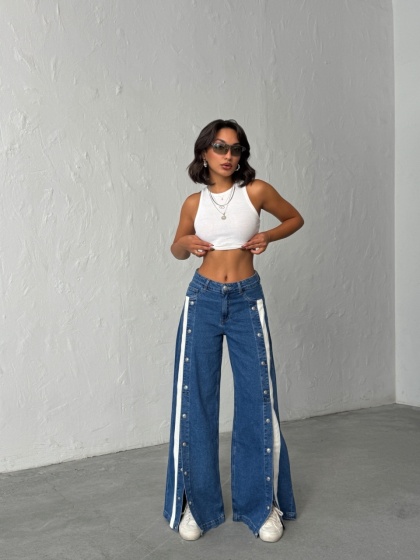 Blugi evazati cu capse - Img 4