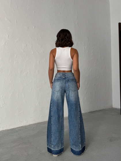 Blugi evazati cu tiv nefinisat - Img 5