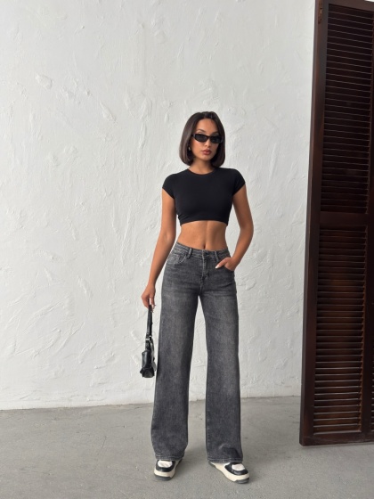 Blugi evazati elastici cu rupturi la spate - Img 6