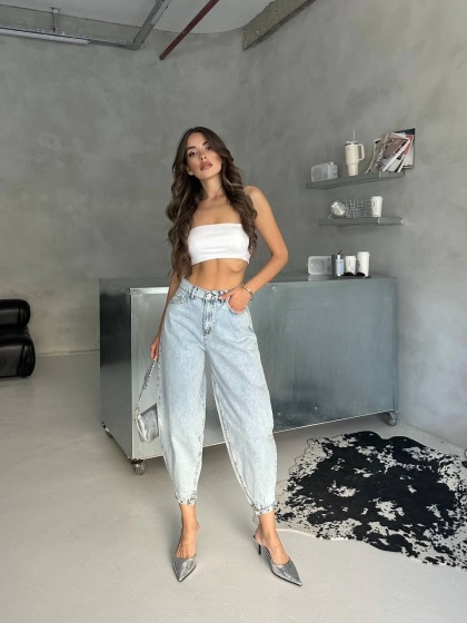 Blugi mom fit cu tiv ajustabil - Img 4