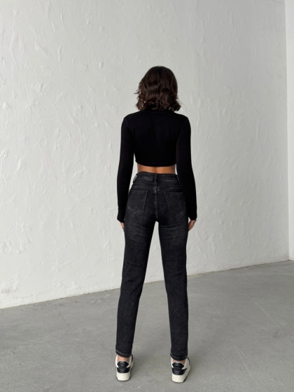 Blugi mom fit elastici cu mici rupturi - Img 3