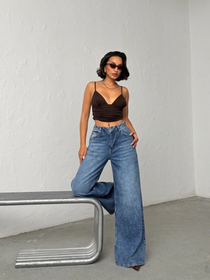 Blugi simpli cu croi larg - Img 3