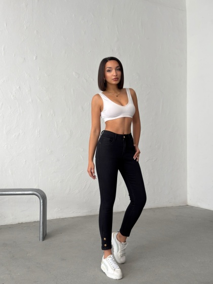 Blugi skinny elastici cu accesoriu nasturi - Img 6