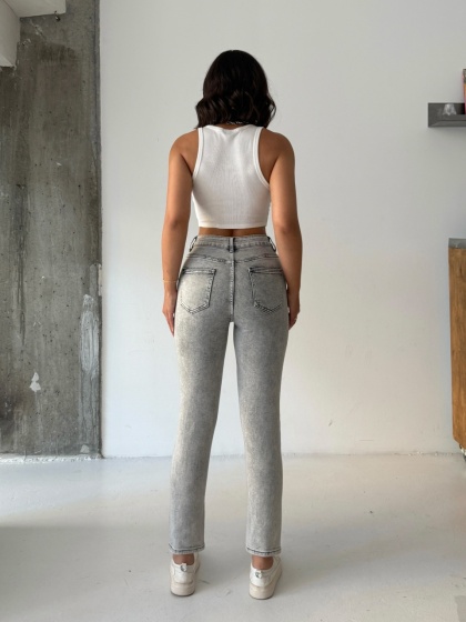 Blugi skinny elastici cu aplicatii din strasuri - Img 2