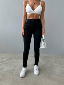 Blugi skinny elastici cu design simplu și croială slim - Img 3