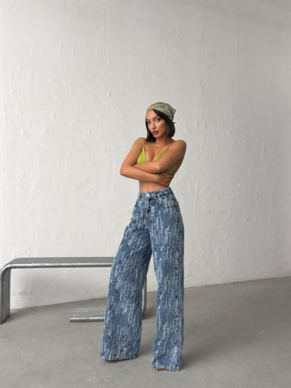 Blugi wide leg cu aspect vintage - Img 7